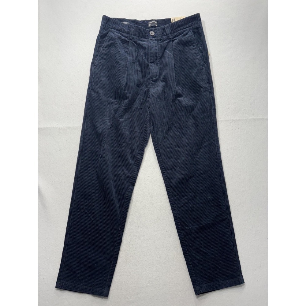 Frank And Oak Corduroy Pants Mens 32x26 Blue Pleated Relaxed Cropped Tapered